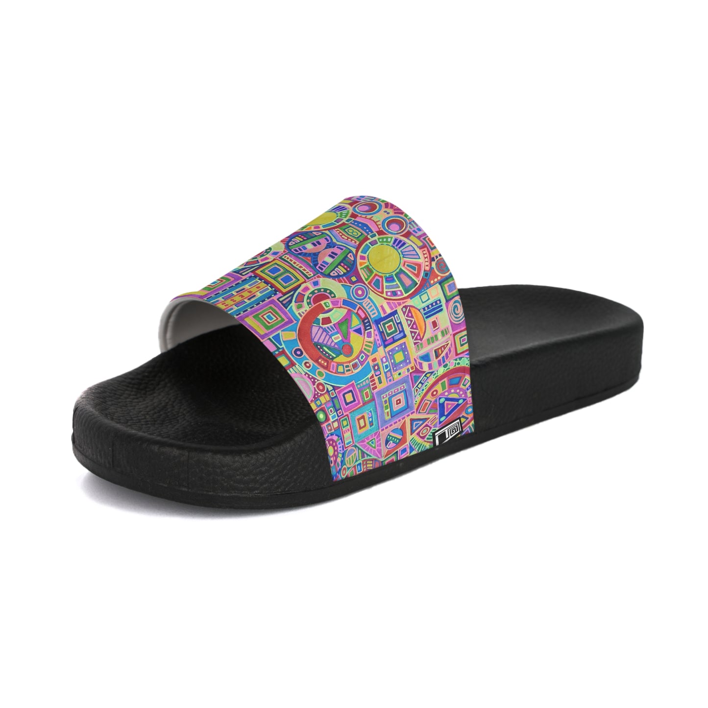 Women's Slide Sandals - No. 260 - Multicoloured Abstract  - By Irish Artist Fiona de Lacy