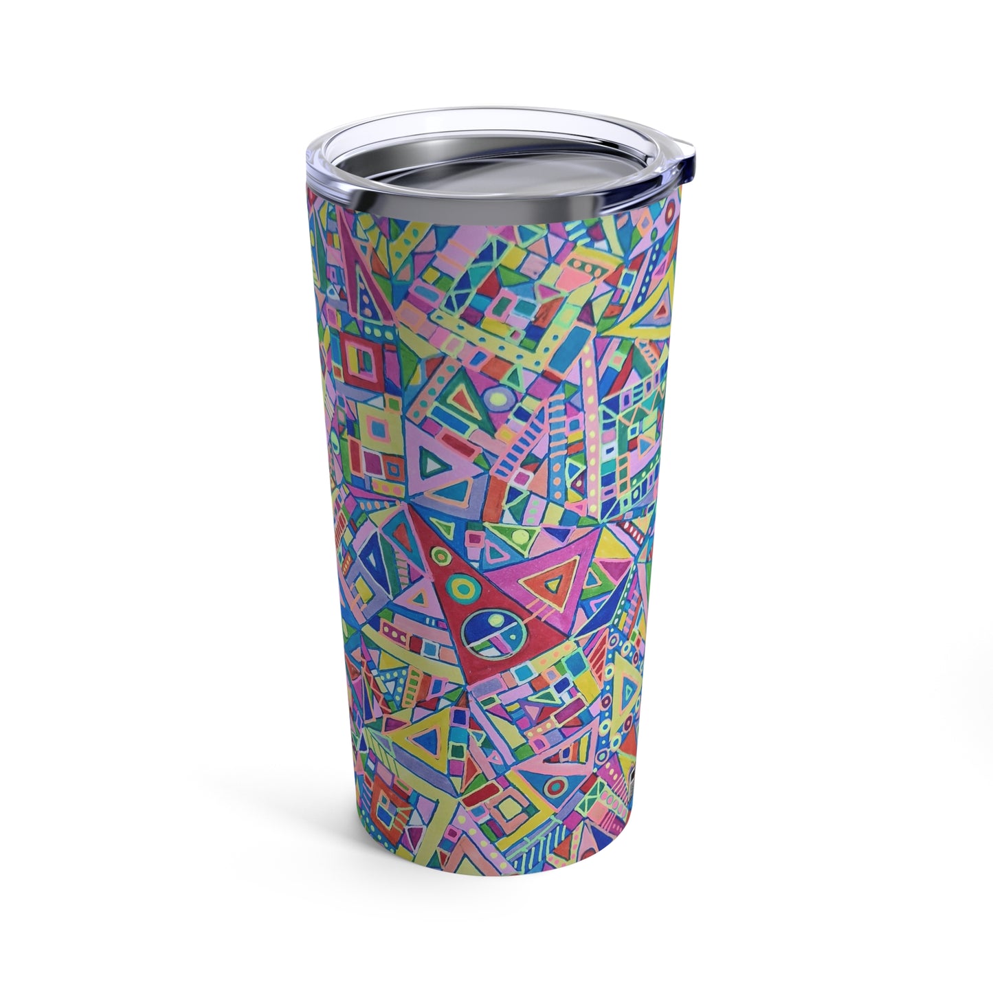 Tumbler 20oz - No.  256 Multicoloured abstract - By Irish Artist Fiona de Lacy