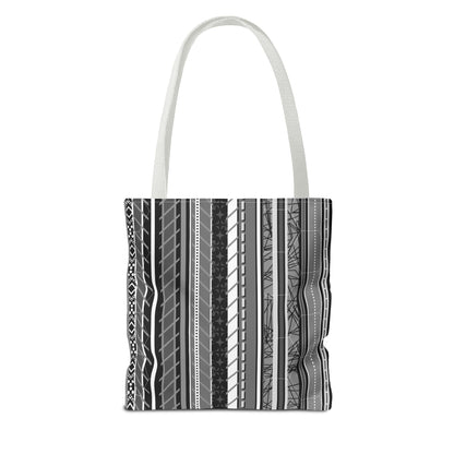 Tote Bag  - No. 298 A -  Black, White, Grey Stripes