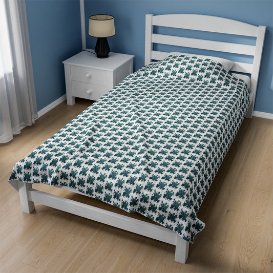 Velveteen Plush Blanket - No.146 - 'Bird of Paradise' on White
