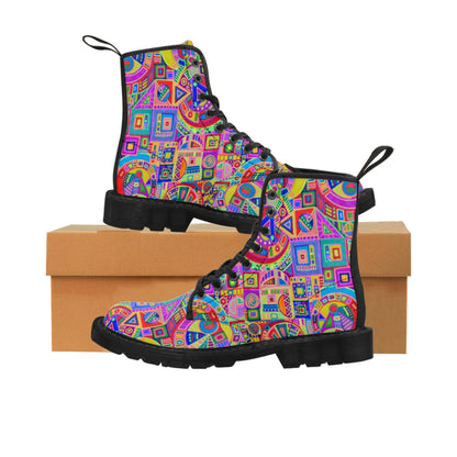 Women's Canvas Boots - No. 260  - Multicoloured Abstract