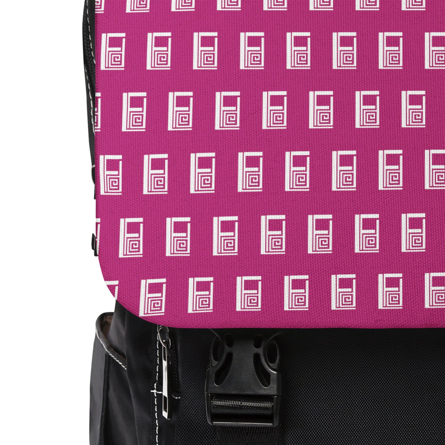 Casual Shoulder Backpack,  No. 000 - Artists Logo on Pink -  By Irish Artist Fiona de Lacy