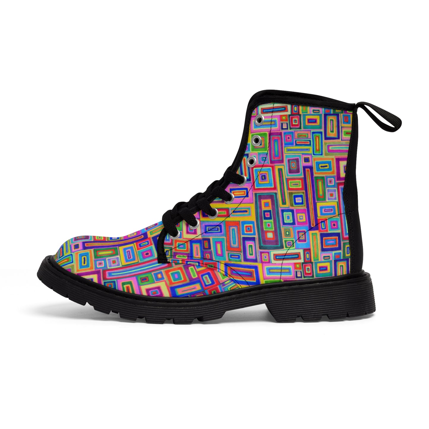 Women's Canvas Boots - No. 264 - Multicoloured Rectangles