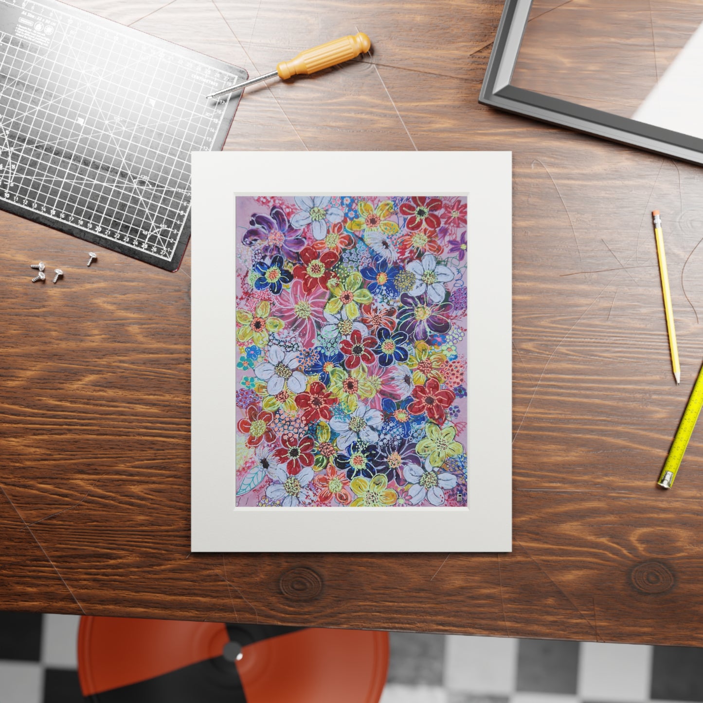 Fine Art Print (Cardboard Frame) - No. 241 - flowers on pink