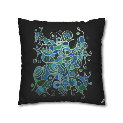 Cushion Pillow Case - No. 146 -  'Bird of Paradise' on Black