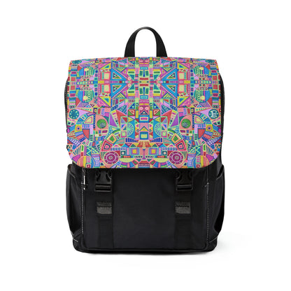 Casual Shoulder Backpack,  No. 258 A Multicoloured Abstract -  By Irish Artist Fiona de Lacy