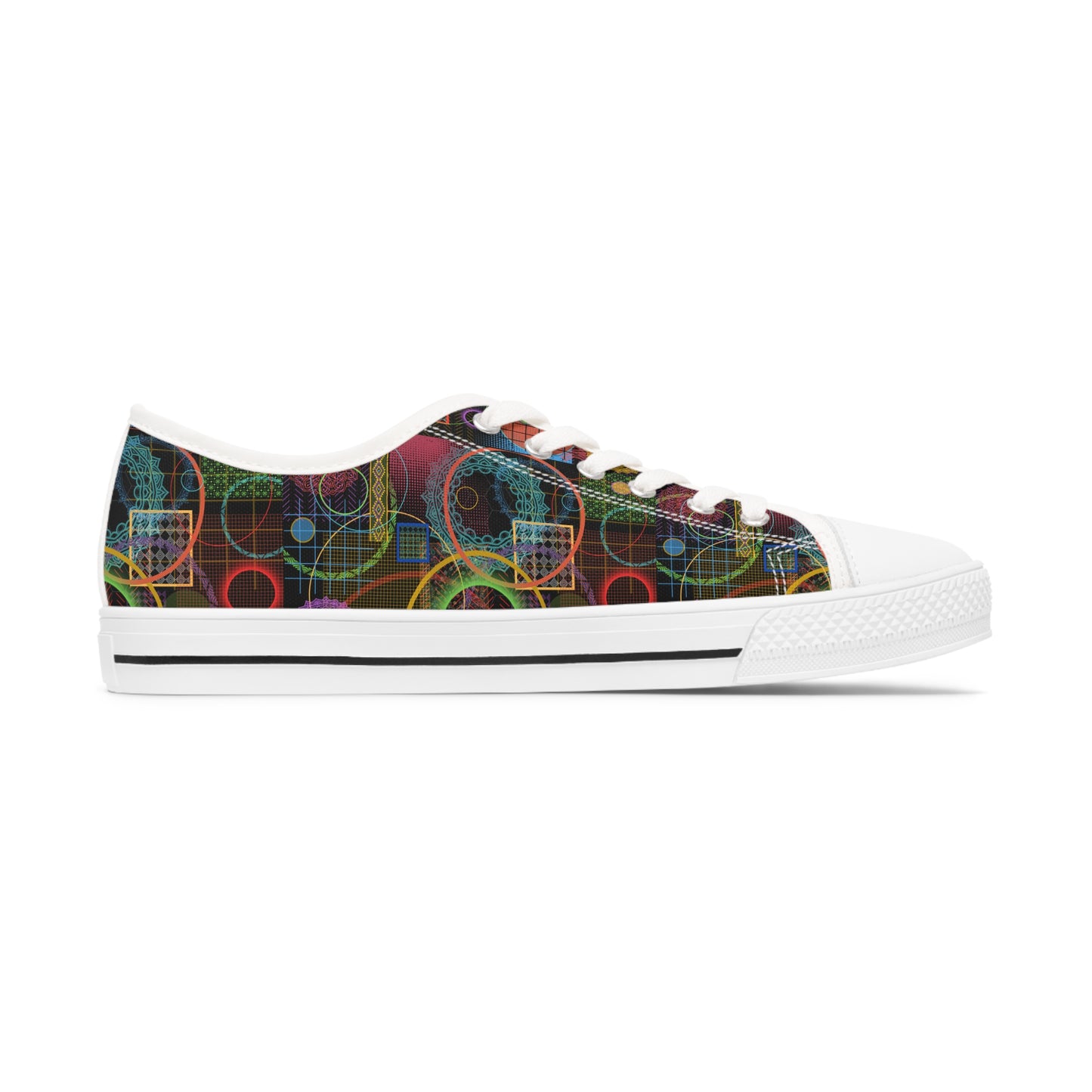 Women's Low Top Sneakers Black Soles, No. 299 A Rings on Black -  By Irish Artist Fiona de Lacy