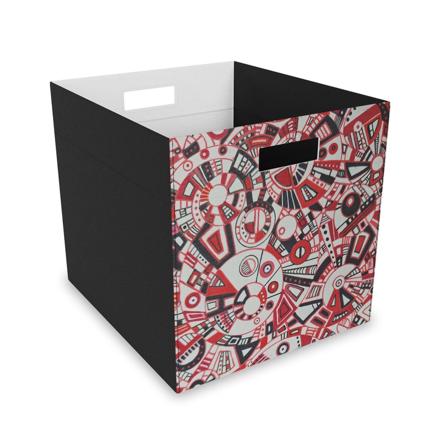 Felt Storage Box - No. 276 - Red, White & Black - By Irish Artist Fiona de Lacy