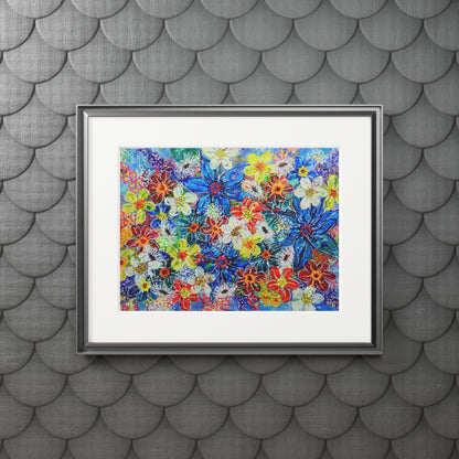 Fine Art Print (Cardboard Frame) - No. 242  - Large Blue Flowers