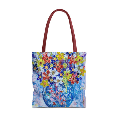 Tote Bag  - No. 242 - Blue round vase of Flowers