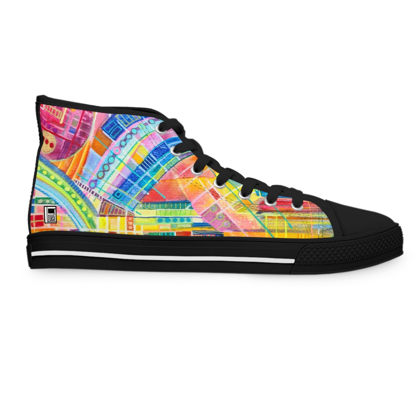 Women's High Top Sneakers - No. 234 - Multi-coloured watercolour - By Irish Artist Fiona de Lacy