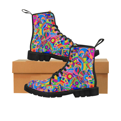 Women's Canvas Boots - No. 265  - Abstract Circles