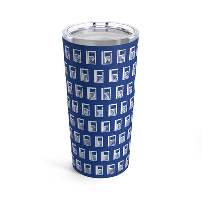 Tumbler 20oz - No.  000BE - White Logo on Blue - By Irish Artist Fiona de Lacy