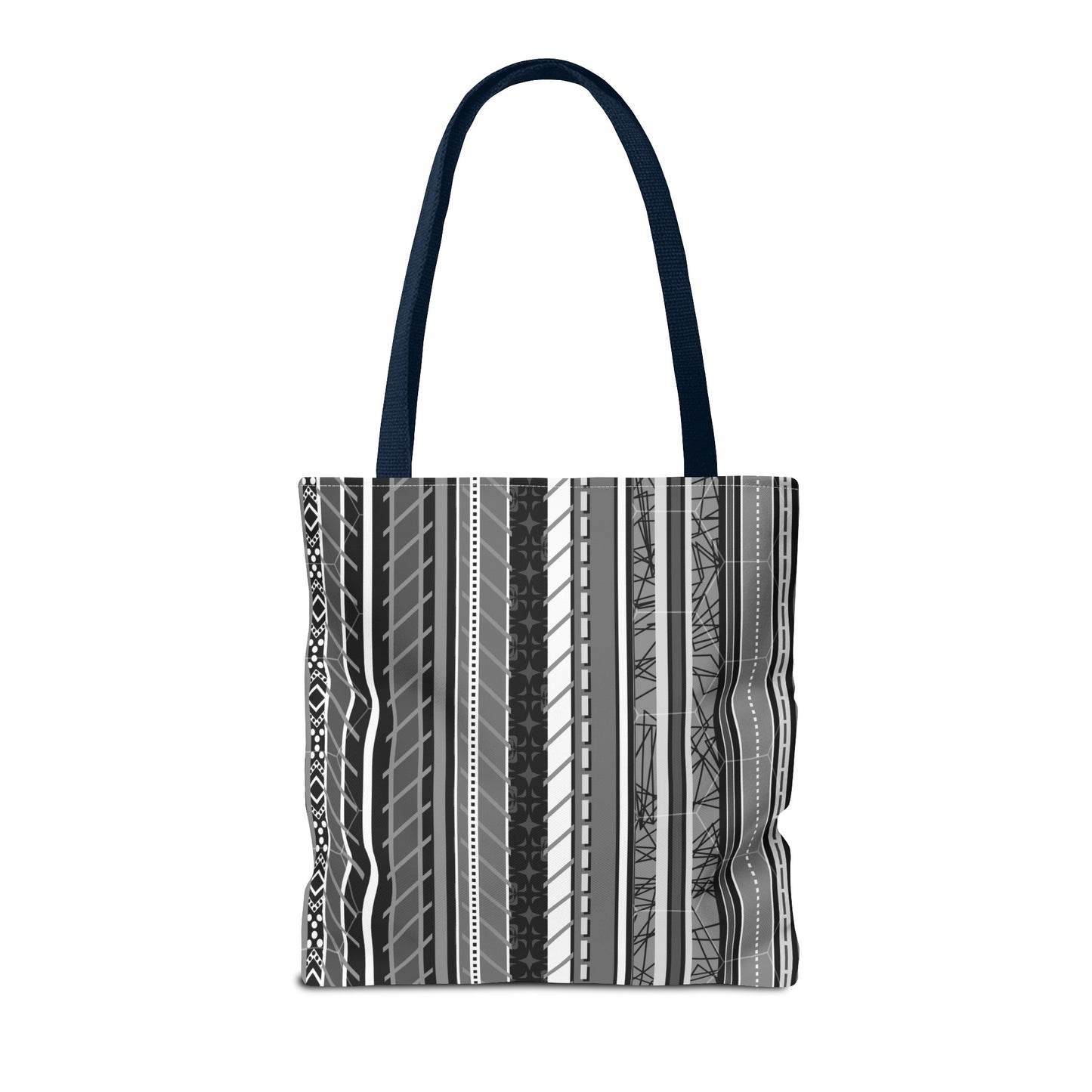 Tote Bag  - No. 298 A -  Black, White, Grey Stripes