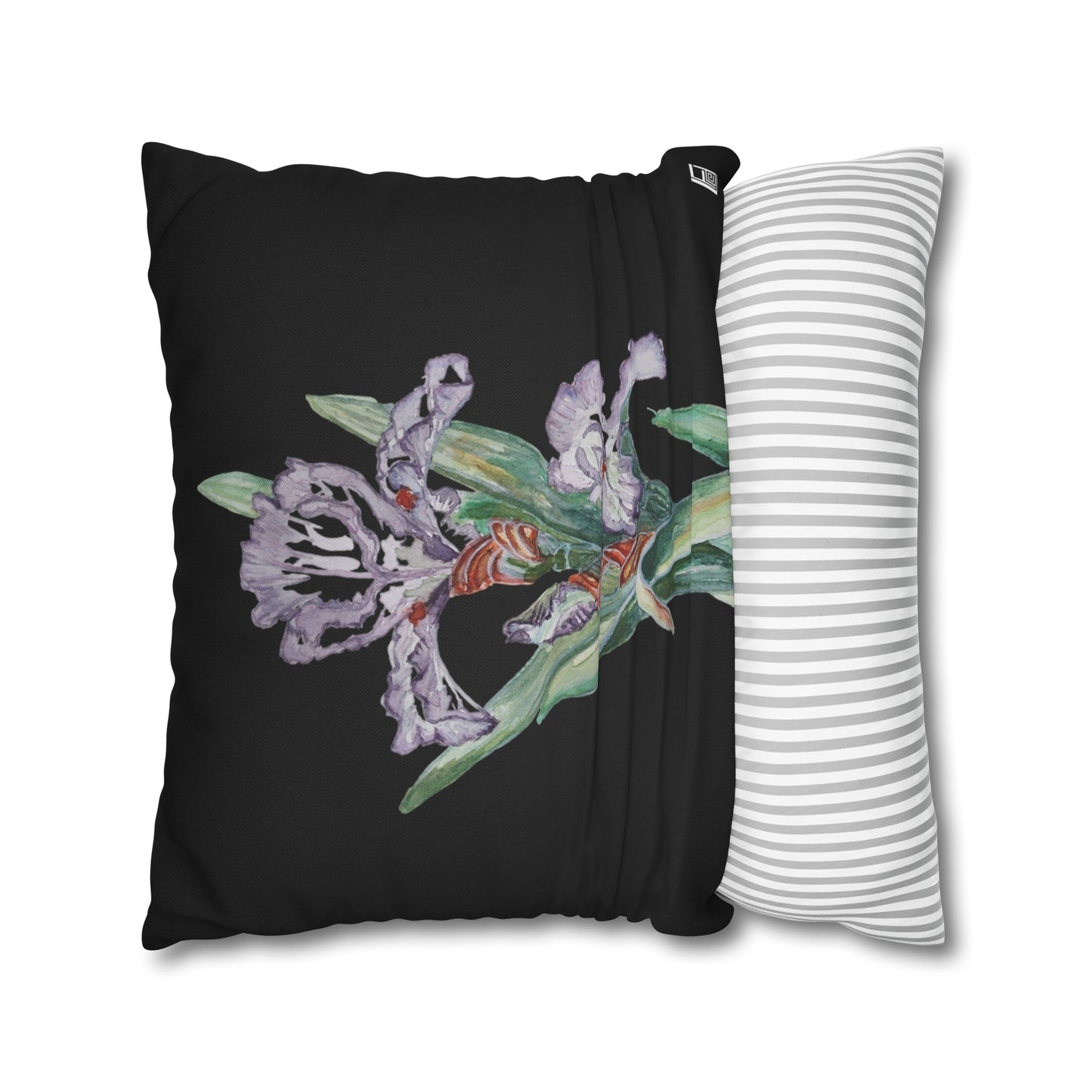 Cushion Pillow Case - No. 272 - Purple Orchid on Black