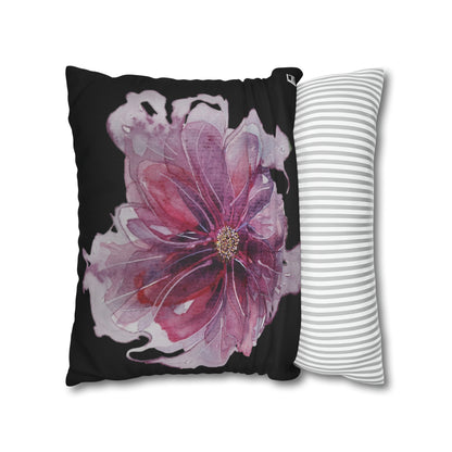 Cushion Pillow Case - No 269 Pink / Purple Flower on Black