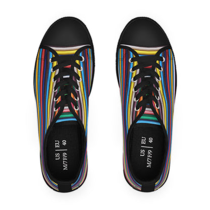 Women's Low Top Sneakers - No. 309 - Multicoloured Lines - By Irish Artist Fiona de Lacy