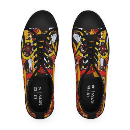 Women's Low Top Sneakers, Black Soles - No. 222 -  'Clockworks' By Irish Artist Fiona de Lacy
