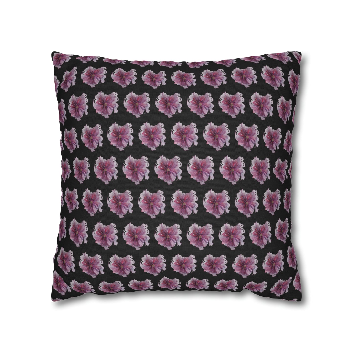 Cushion Pillow Case - No 269 Pink / Purple Flower on Black