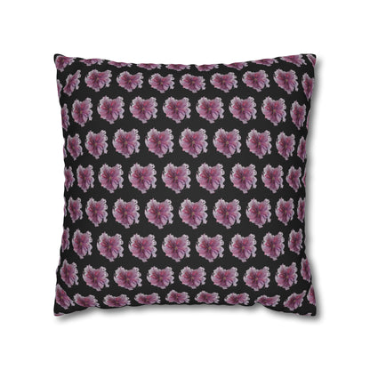 Cushion Pillow Case - No 269 Pink / Purple Flower on Black