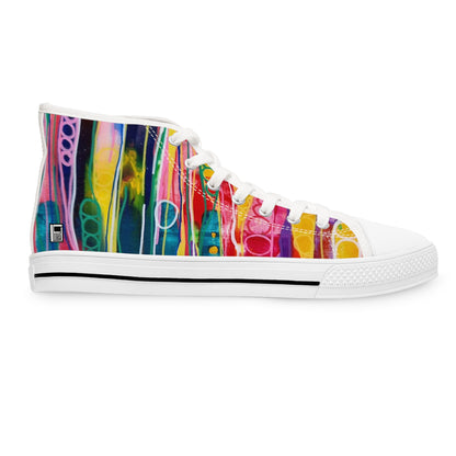 Women's High Top Sneakers, No. 237 B 'Pods' Orange Heel - Multicoloured - Designed by Irish Artist Fiona de Lacy