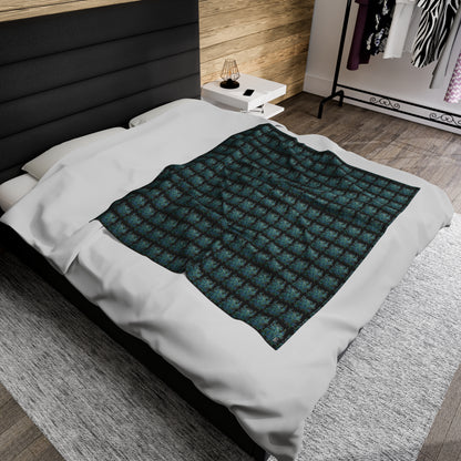 Velveteen Plush Blanket - No.146 - 'Bird of Paradise' on Black