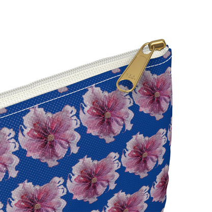 Make Up Bag - No. 269 - Purple & Pink Flower on Blue