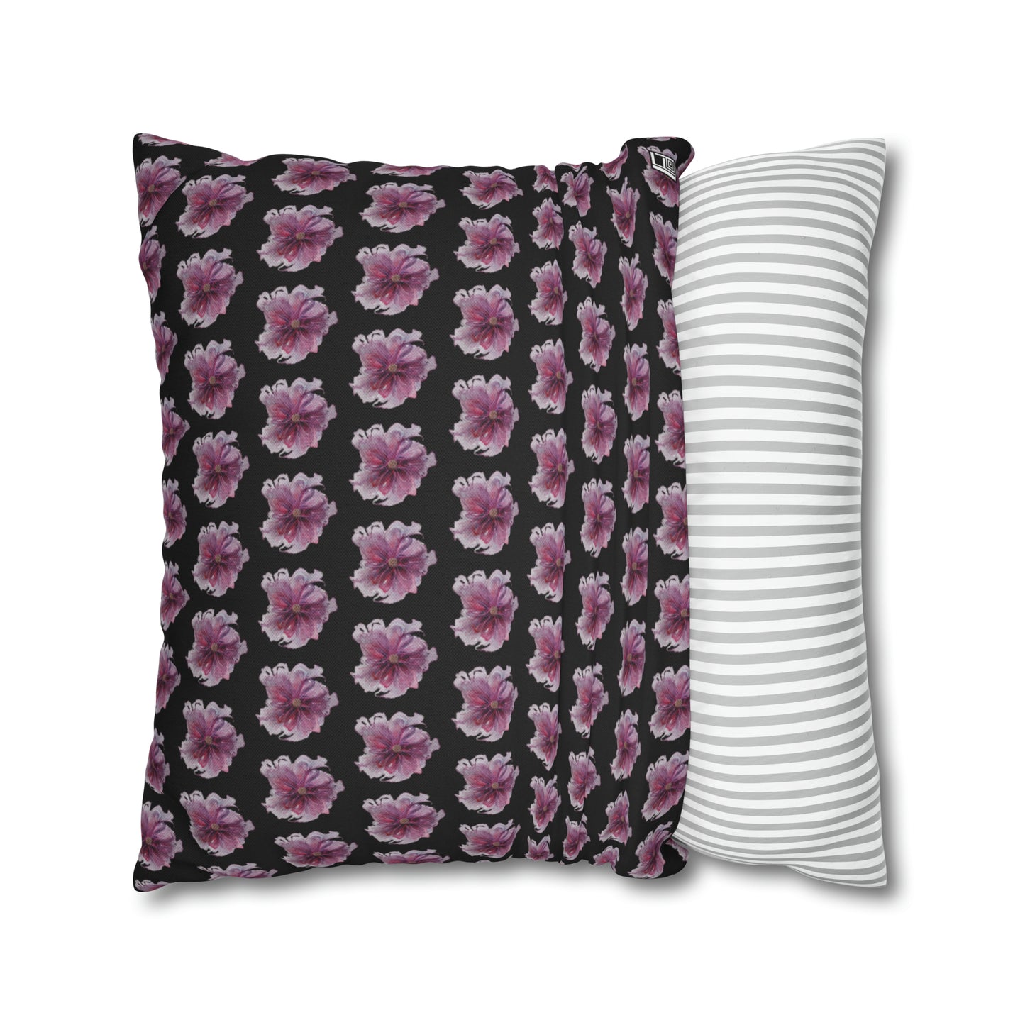 Cushion Pillow Case - No 269 Pink / Purple Flower on Black