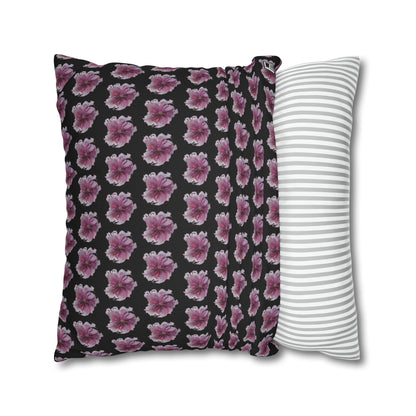Cushion Pillow Case - No 269 Pink / Purple Flower on Black