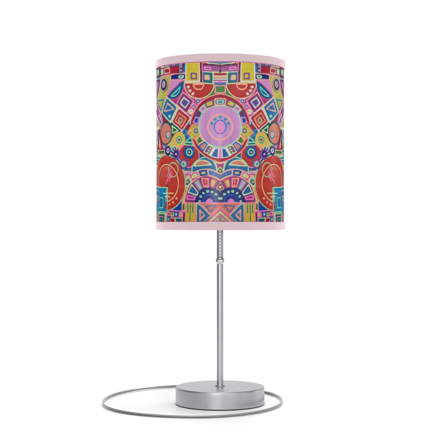 Lamp on a Stand, US|CA plug - No. 266 - Multicolour Abstract on Pink