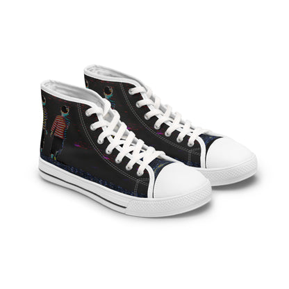 Women's High Top Sneakers - No. 206 - Black 'Two Little Boys' - By Irish Artist Fiona de Lacy