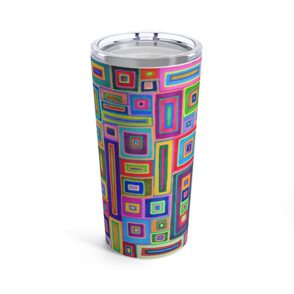 Tumbler 20oz - No.  264 Multicoloured Abstract - By Irish Artist Fiona de Lacy