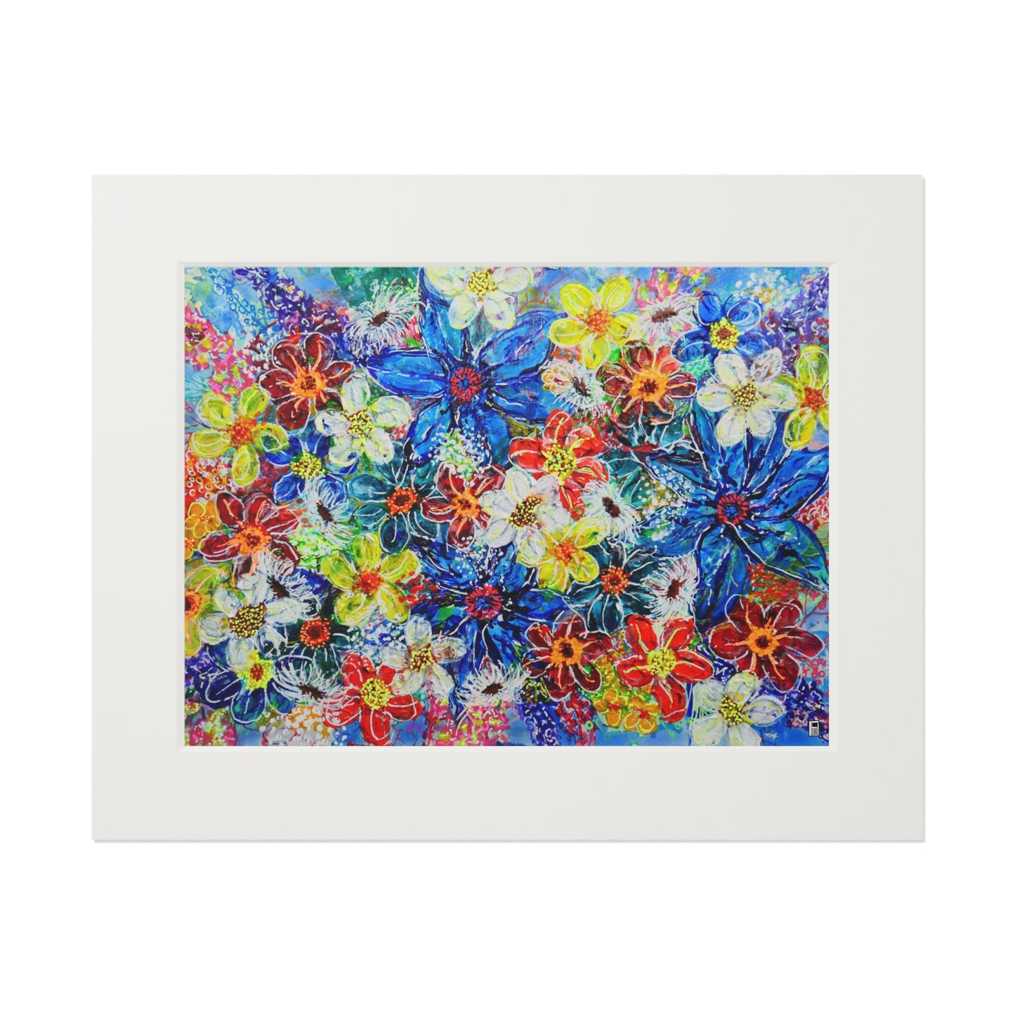 Fine Art Print (Cardboard Frame) - No. 242  - Large Blue Flowers