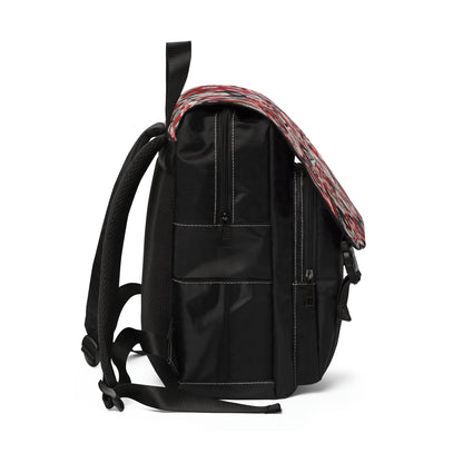 Casual Shoulder Backpack,  No. 276 Red, White and Black Geometric Abstract -  By Irish Artist Fiona de Lacy