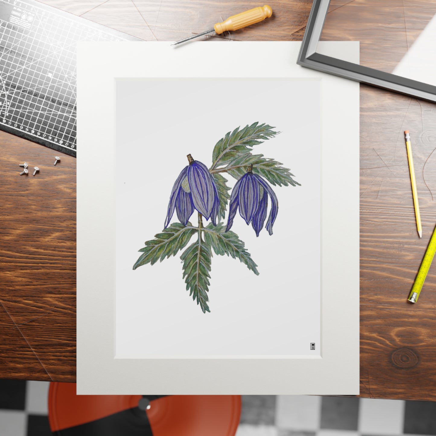 Fine Art Print (Cardboard Frame) - No. 270 - two purple flowers W