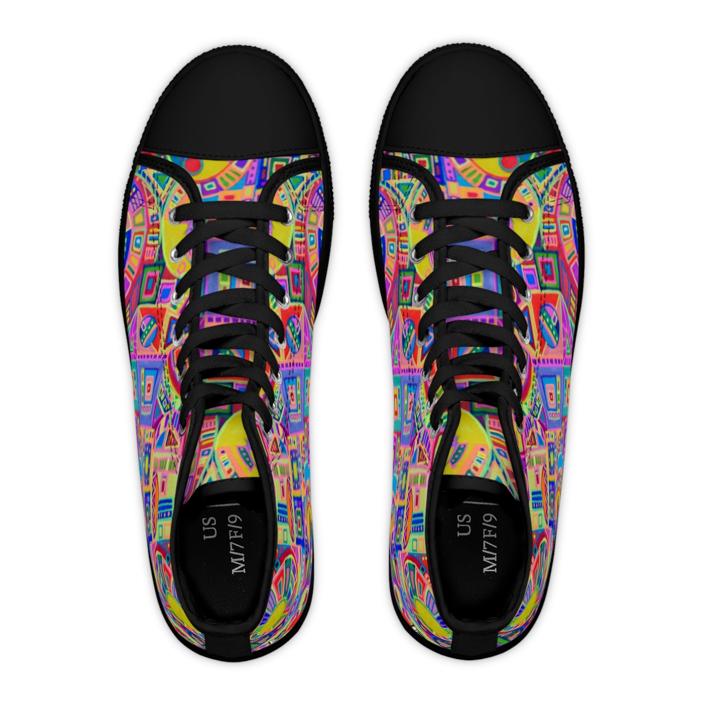 Women's High Top Sneakers - No. 260 - Multicoloured Abstract - By Irish Artist Fiona de Lacy