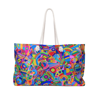 Weekender / Beach / Overnight Bag - No. 265 - Geometric Multicoloured Circles