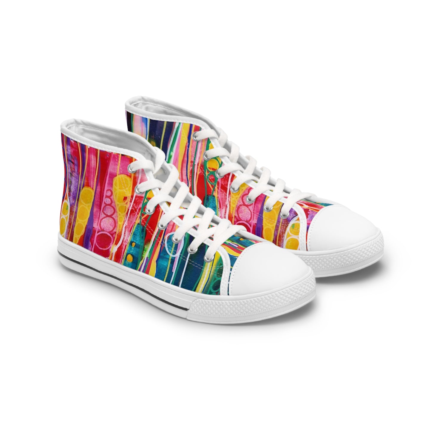 Women's High Top Sneakers, No. 237 B 'Pods' Orange Heel - Multicoloured - Designed by Irish Artist Fiona de Lacy