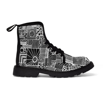 Women's Canvas Boots - No 252 - Black & White