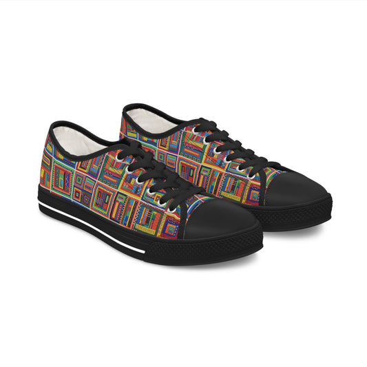 Women's Low Top Sneakers, Black Soles - No. 156 - It's Complicated - By Irish Artist Fiona de Lacy