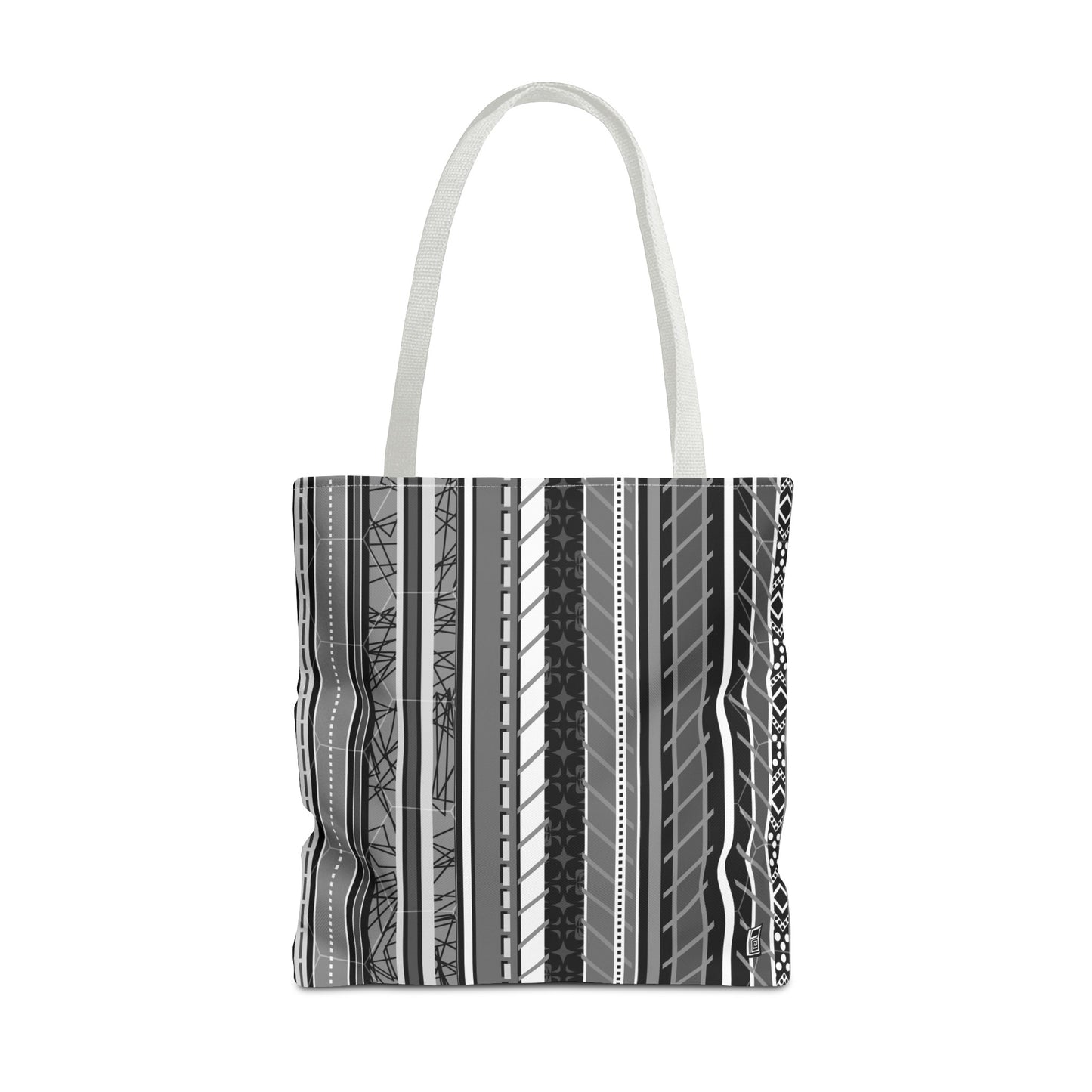 Tote Bag  - No. 298 A -  Black, White, Grey Stripes