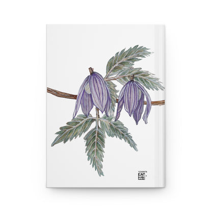 Hardcover Journal Matte (Lined) - No. 270 - Purple Drop Flowers on White - By Irish Artist Fiona de Lacy