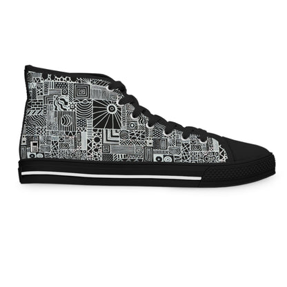 Women's High Top Sneakers - No. 252 - White on Black