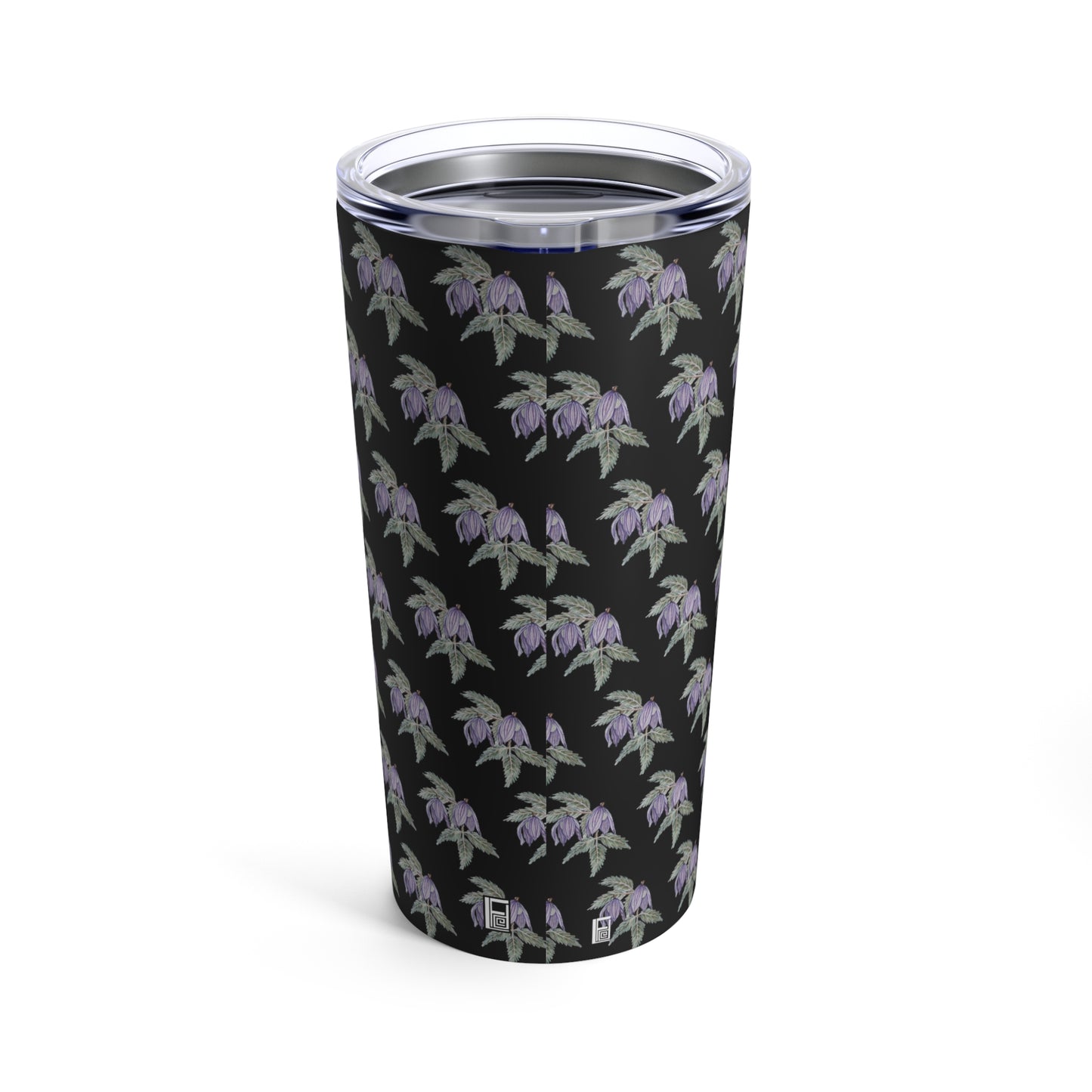 Tumbler 20oz - No.  270 Purple Drop Flowers - By Irish Artist Fiona de Lacy