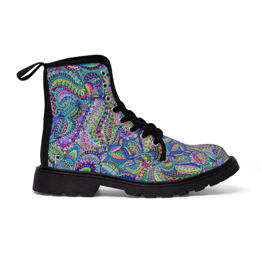 Women's Canvas Boots - No. 255  - Multicoloured Abstract