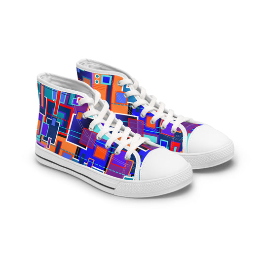 Women's High Top Sneakers, No. 233 - Squared 1 - By Irish Artist Fiona de Lacy