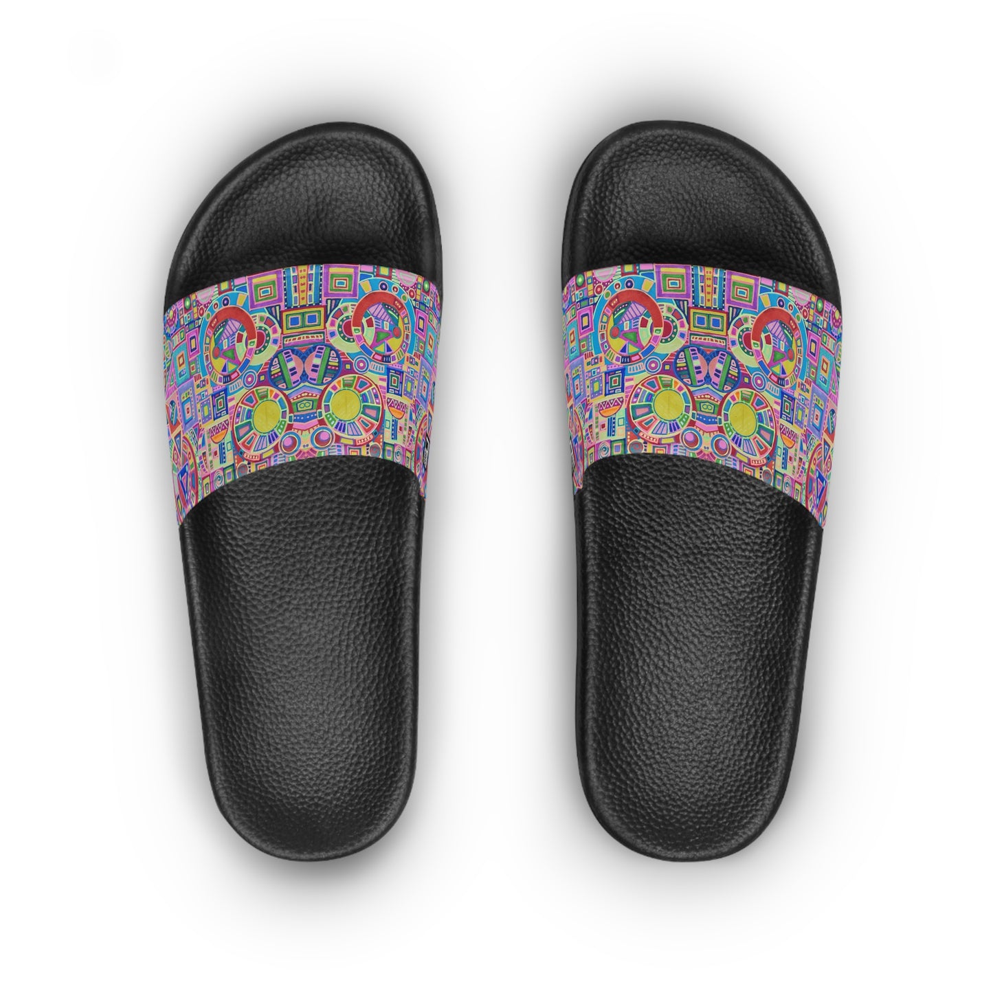 Women's Slide Sandals - No. 260 - Multicoloured Abstract  - By Irish Artist Fiona de Lacy