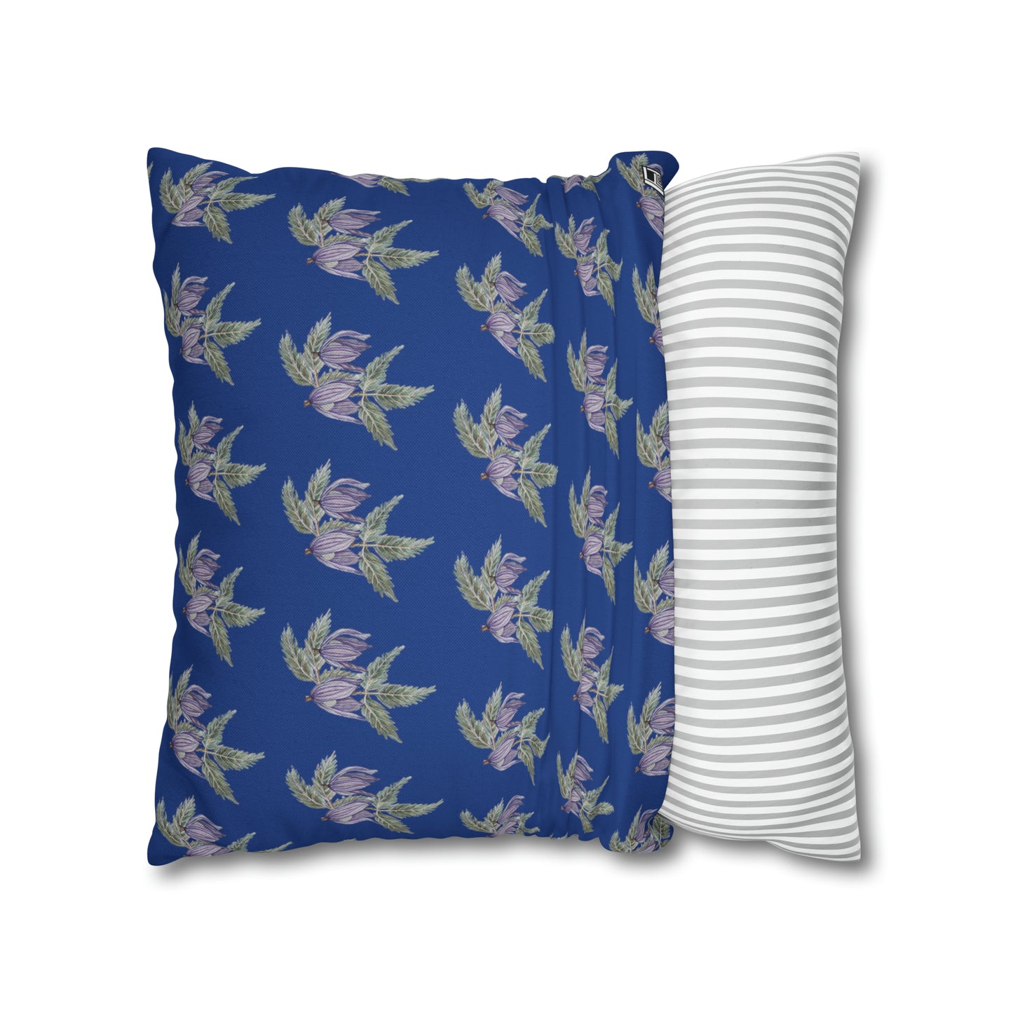 Cushion Pillow Case - No. 270 - Purple Drop Flowers on Navy