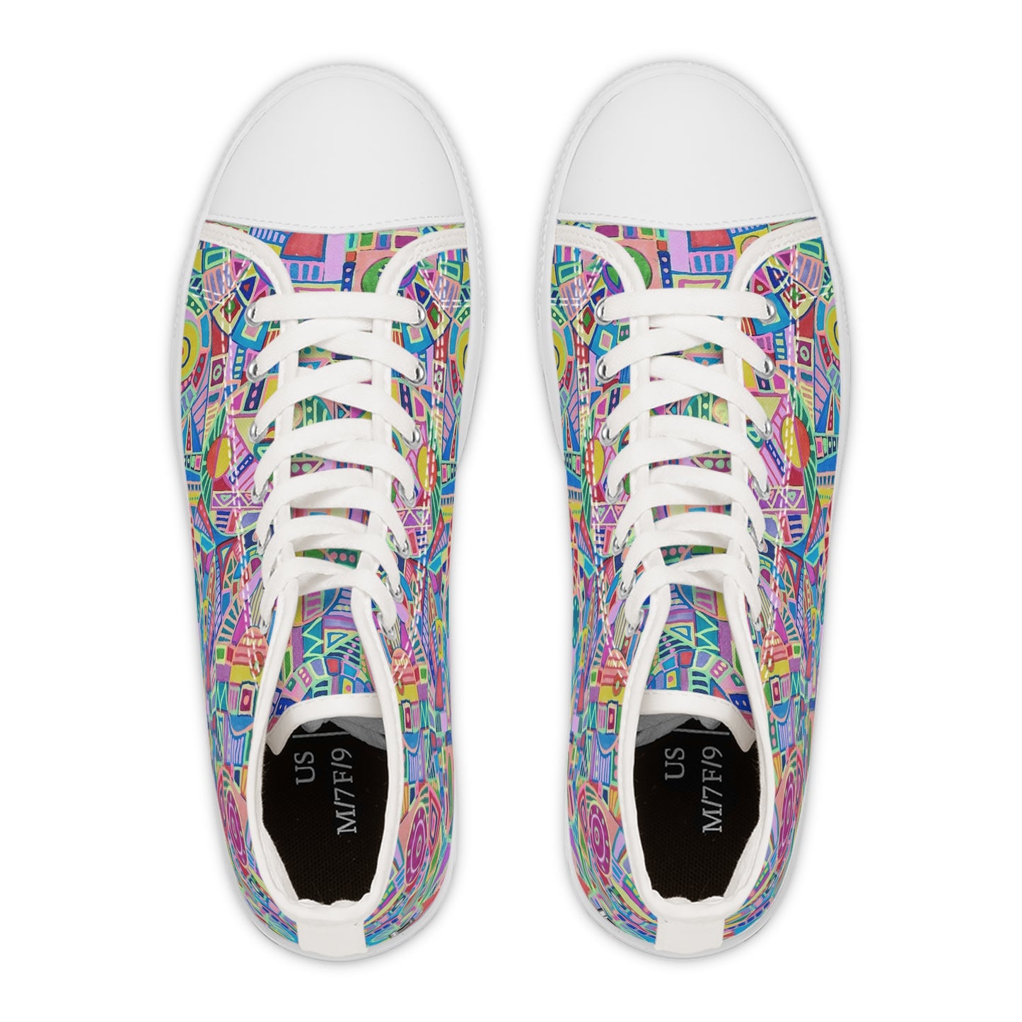 Women's High Top Sneakers, No. 258 - Multicoloured Abstract - By Irish Artist Fiona de Lacy