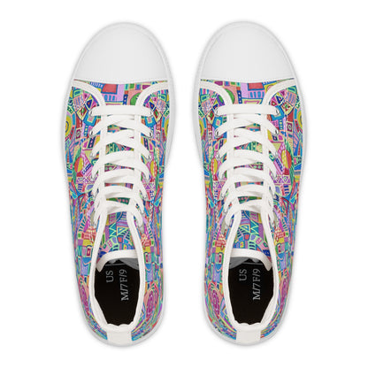 Women's High Top Sneakers, No. 258 - Multicoloured Abstract - By Irish Artist Fiona de Lacy